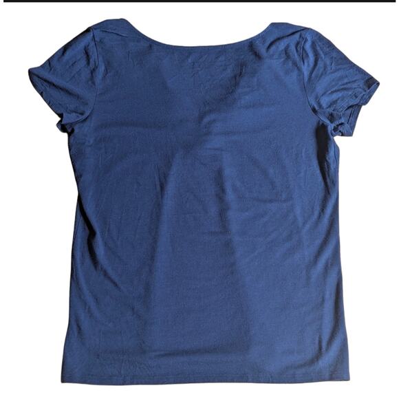 Lilly Pulitzer Brewster Top Navy Pima Cotton Modal Blend Nautical Blouse Size M - Picture 2 of 3